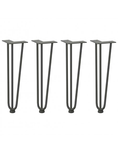 Gambe Tavolo a Forcina 4 pz Antracite 42 cm Acciaio Massiccio