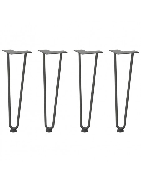 Gambe Tavolo a Forcina 4 pz Antracite 42 cm Acciaio Massiccio