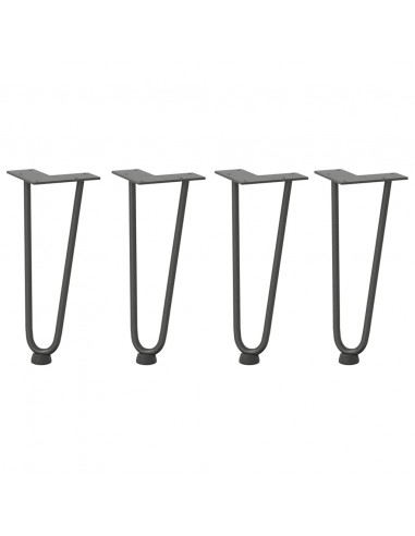 Gambe Tavolo a Forcina 4 pz Antracite 30 cm Acciaio Massiccio