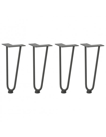 Gambe Tavolo a Forcina 4 pz Antracite 30 cm Acciaio Massiccio
