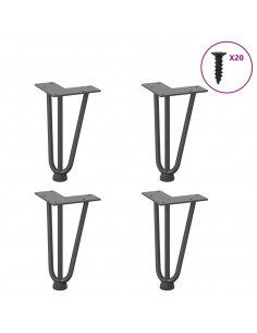 Gambe Tavolo a Forcina 4 pz Antracite 20 cm Acciaio Massiccio