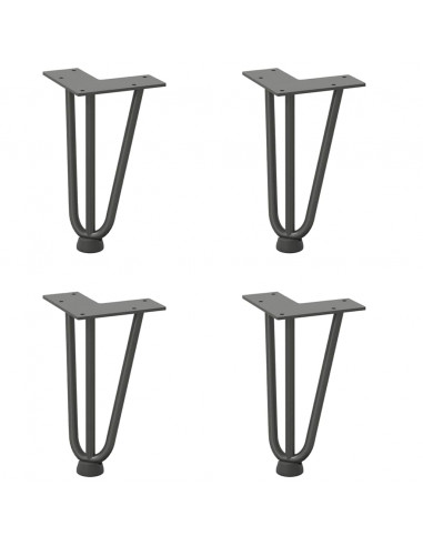 Gambe Tavolo a Forcina 4 pz Antracite 20 cm Acciaio Massiccio