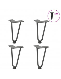 Gambe Tavolo a Forcina 4 pz Antracite 20 cm Acciaio Massiccio