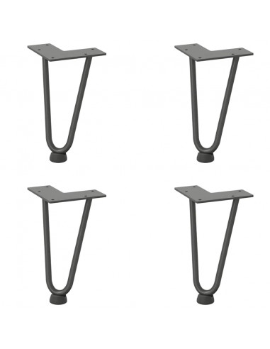 Gambe Tavolo a Forcina 4 pz Antracite 20 cm Acciaio Massiccio