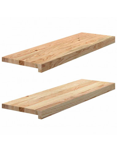 Gradini 2 pz 80x30x2 cm in Rovere Massello Non Trattato