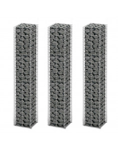 Set Gabbione 3 pz in Filo Zincato 25 x 25 x 150 cm