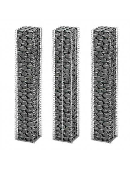 Set Gabbione 3 pz in Filo Zincato 25 x 25 x 150 cm