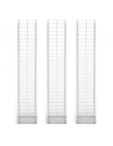 Set Gabbione 3 pz in Filo Zincato 25 x 25 x 150 cm