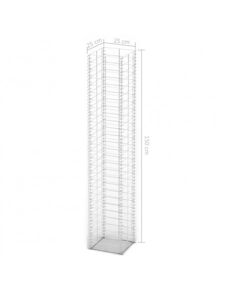 Set Gabbione 3 pz in Filo Zincato 25 x 25 x 150 cm