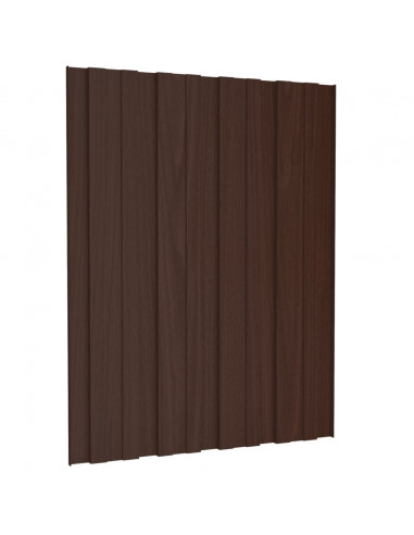 Pannelli da Tetto 12 pz in Acciaio Zincato Marrone 60x45 cm