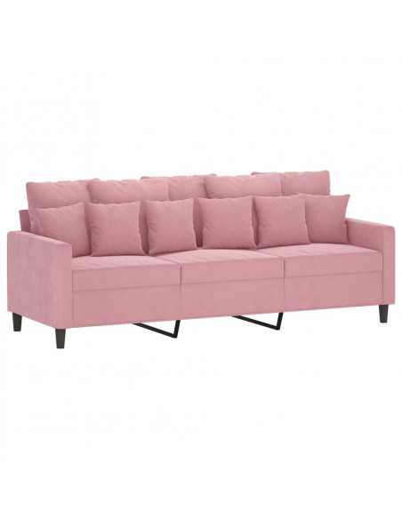 Set di Divani 3 pz con Cuscini rosa in Velluto