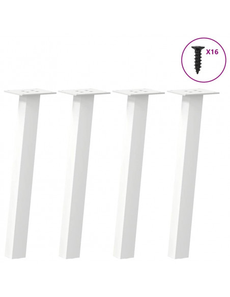 Gambe per Tavolino 4 pz Bianco 30 cm in Acciaio