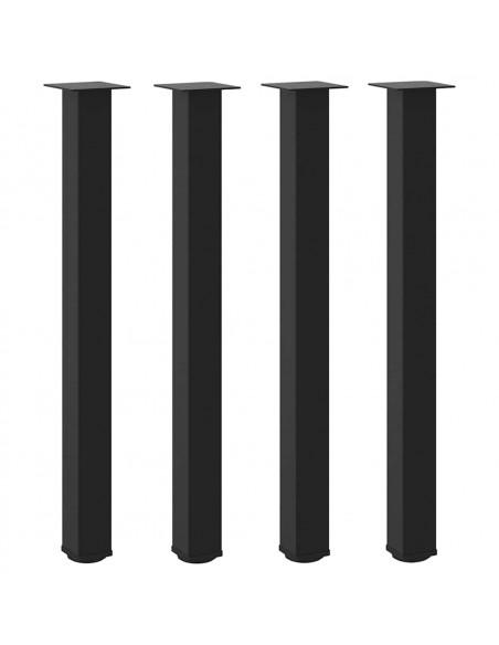 Gambe per Tavolino 4 pz Nero 100-102 cm in Acciaio