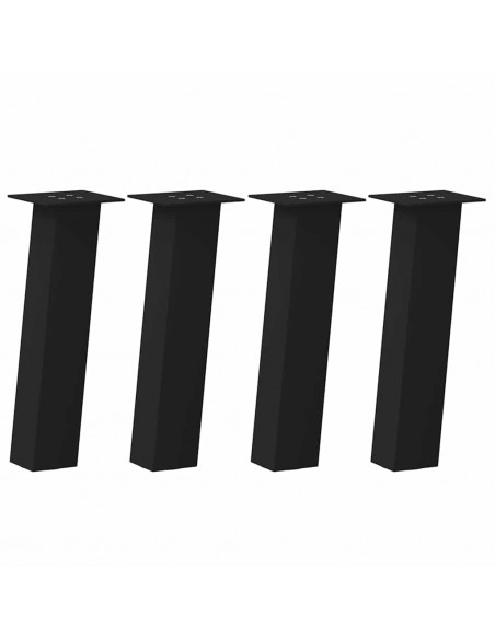 Gambe per Tavolino 4 pz Nero 30 cm in Acciaio