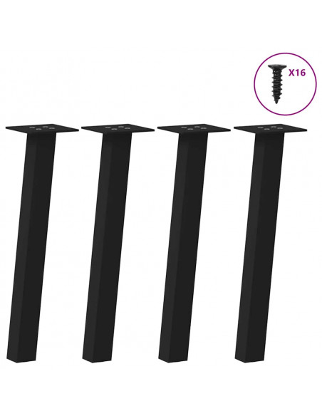 Gambe per Tavolino 4 pz Nero 30 cm in Acciaio
