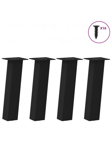 Gambe per Tavolino 4 pz Nero 42 cm in Acciaio