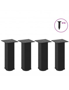 Gambe per Tavolino 4 pz Nero 42-44 cm in Acciaio