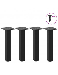 Gambe per Tavolino 4 pz Nero 42-44 cm in Acciaio
