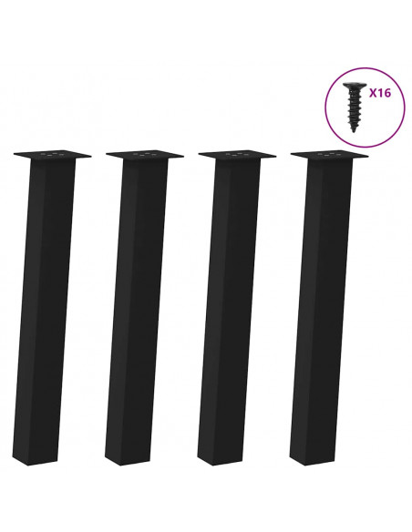 Gambe per Tavolino 4 pz Nero 72 cm in Acciaio