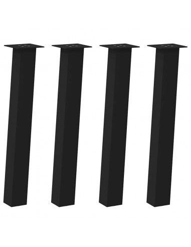 Gambe per Tavolino 4 pz Nero 72 cm in Acciaio