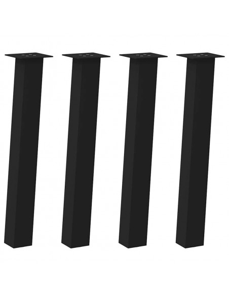 Gambe per Tavolino 4 pz Nero 72 cm in Acciaio
