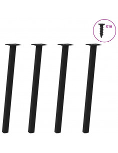 Gambe per Tavolino 4 pz Nero 72 cm in Acciaio