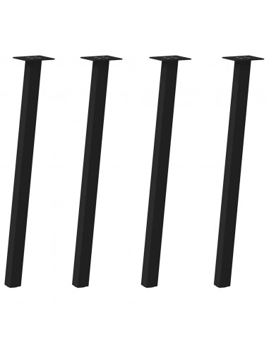 Gambe per Tavolino 4 pz Nero 72 cm in Acciaio