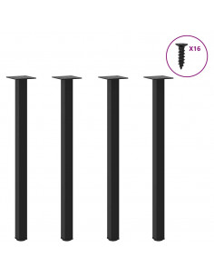 Gambe per Tavolino 4 pz Nero 72-74 cm in Acciaio
