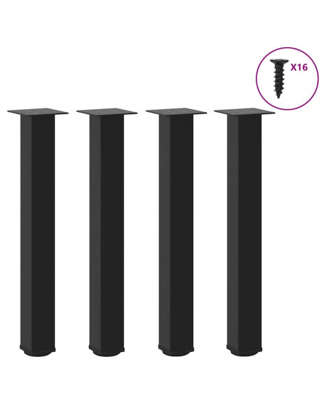 Gambe per Tavolino 4 pz Nero 72-74 cm in Acciaio