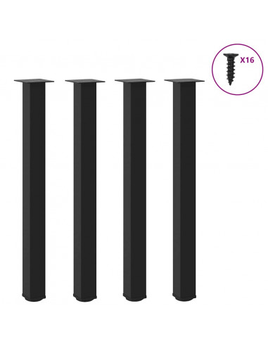 Gambe per Tavolino 4 pz Nero 90-92 cm in Acciaio