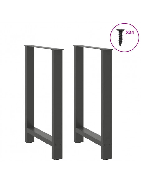 Gambe per Tavolino Antracite 2 pz 60x(90-91) cm Acciaio