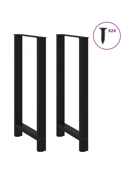 Gambe per Tavolino Nero 2 pz 60x(110-111) cm Acciaio