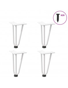 Gambe per Tavolo a Forcina 4 pz Bianco 20 cm Acciaio Massiccio