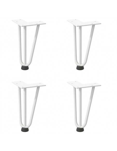 Gambe per Tavolo a Forcina 4 pz Bianco 20 cm Acciaio Massiccio