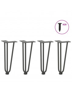 Gambe Tavolo a Forcina 4 pz Antracite 30 cm Acciaio Massiccio