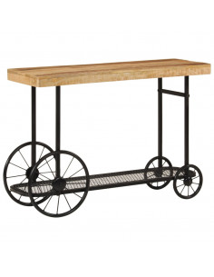 Tavolo Consolle 112x36x76 cm in Legno Massello di Mango e Ferro