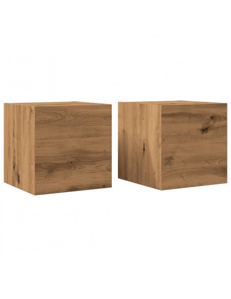 Armadietti TV Montati a Parete 2pz Artigianale 30,5x30x30 cm