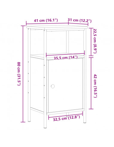 Comodino Rovere Artigianale 41x31x80 cm in Legno Multistrato