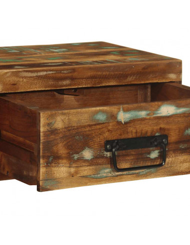 Comodino a Parete in Legno Massello di Recupero