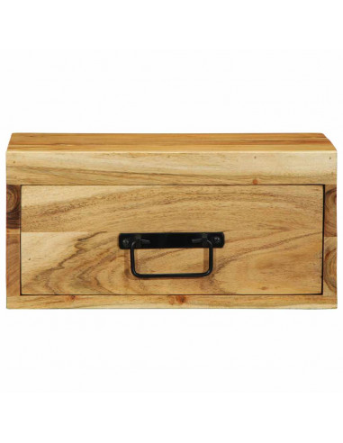 Comodino a Parete in Legno Massello di Acacia