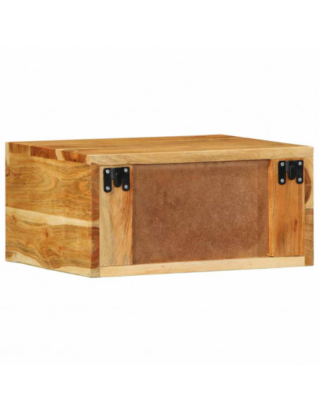 Comodino a Parete in Legno Massello di Acacia