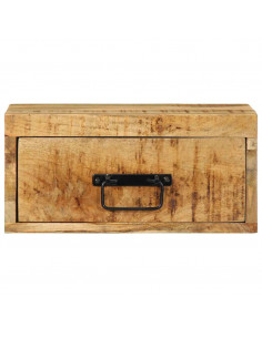 Comodino a Parete in Legno Grezzo Massello di Mango 2