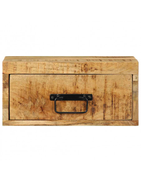 Comodino a Parete in Legno Grezzo Massello di Mango