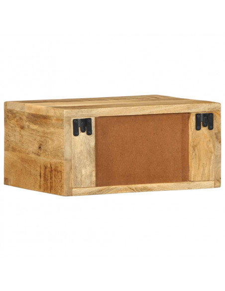 Comodino a Parete in Legno Grezzo Massello di Mango