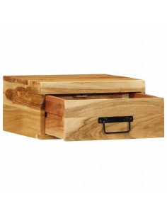 Comodini da Parete 2pz in Legno Massello di Acacia 2