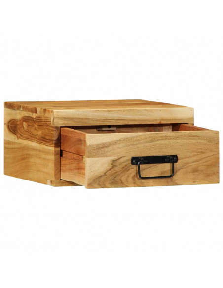 Comodini da Parete 2pz in Legno Massello di Acacia
