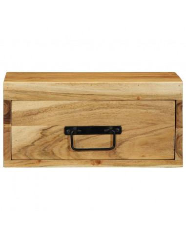 Comodini da Parete 2pz in Legno Massello di Acacia