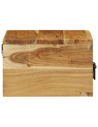 Comodini da Parete 2pz in Legno Massello di Acacia