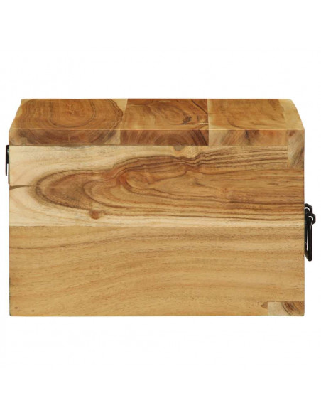 Comodini da Parete 2pz in Legno Massello di Acacia