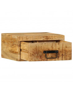 Comodini da Parete 2pz in Legno Grezzo Massello di Mango 2
